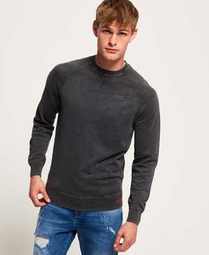 Superdry Garment Dye L.A. Crew Neck Férfi Ugró Fekete | ZEKWC1573